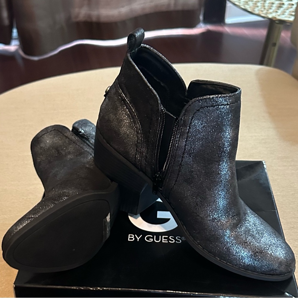 G by GUESS METALLIC PEWTER BOOTIES